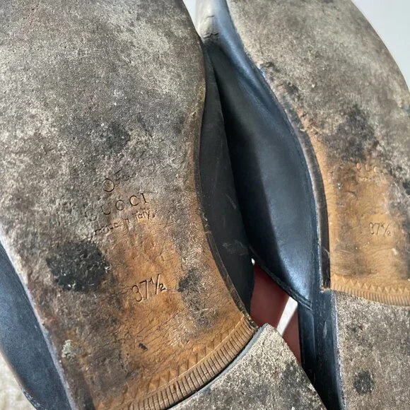 Gucci | Authentic Black Leather Princetown Horsebit Flat Mules - Picture 6 of 16